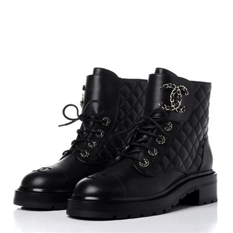 chanel lace up combat boots|chanel quilted combat boots.